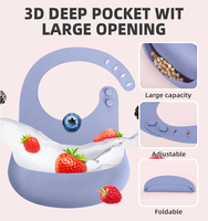 Ensemble d'alimentation pour bébé en silicone de qualité alimentaire, librement combinable, sans BPA, avec bavoir et assiette pour tout-petits, et ustensiles pour bébés de 6 mois et plus