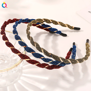 Fascia per capelli brillante con <span class=keywords><strong>colore</strong></span> oro Twist in <span class=keywords><strong>metallo</strong></span> da donna Outdoor Casual per capelli QIYUE - Product Image 2