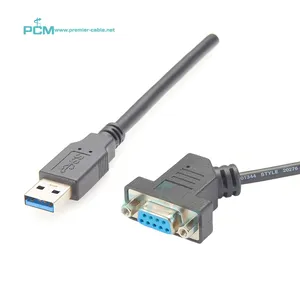 RS232 USB2.0 ke 45 derajat DB9 WANITA, kunci mur sudut COM Port FTDI kabel konverter seri untuk kontrol industri CNC