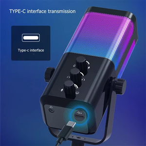 Purple Professional Cardioid RGB Condenser Type C Wired <b>Microphone</b> <b>for</b> Desktop Live Streaming Recording Gaming Noise Reduction - Product Image 6