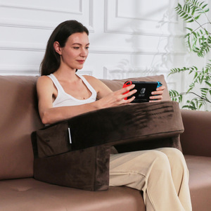 Reading <b>Pillow</b> Velvet Rectangle With Storage For Couch And <b>Bed</b> Rest Support - Product Image 2