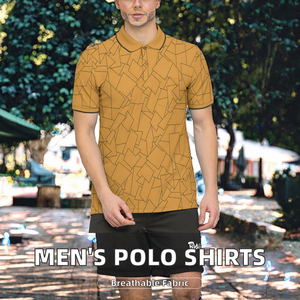 Camisa Polo de Hombre con Patrón Geométrico, Manga Corta, Casual, Transpirable, Tejido de Poliéster, Corte Regular - Product Image 2