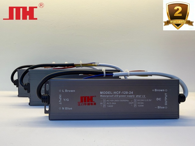 JMHC HCF-C-120W AC100-265V to 12V/24V 87%-89% Efficiency Power Supply Single Output Industrial Use Outdoor Waterproof IP67Driver