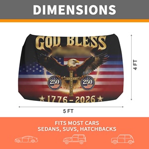 Copri Cofano per il 250° Anniversario di <span class=keywords><strong>God</strong></span> <span class=keywords><strong>Bless</strong></span> America 1776-2026, con Aquila e Croce Cristiana, Maschera Auto Elasticizzata per Eventi Religiosi, Bandiera USA - Product Image 2