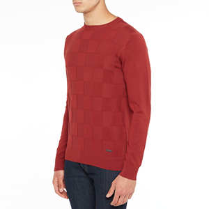 เสื้อสเวตเตอร์แขนยาวของผู้ชายลวดลายสีพื้นเทคนิคการย้อมเส้นด้าย - Product Image 2