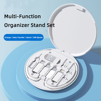 Juego de Cables de Carga y Datos USB Universal 6 en 1 con Espejo, Adaptador de Viaje, Caja de Almacenamiento para Tarjetas y Pin para Teléfono Móvil