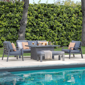 Liquidation vente en gros ensembles <span class=keywords><strong>de</strong></span> meubles <span class=keywords><strong>de</strong></span> <span class=keywords><strong>jardin</strong></span> canapé en aluminium 7 places avec banc en aluminium pour une utilisation en extérieur prix bon marché - Product Image 5