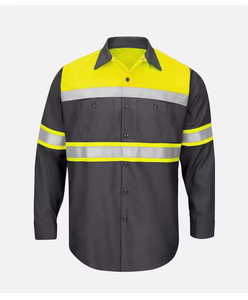 Hai Tone Công Nghiệp Khai Thác Mỏ Xây Dựng Làm Việc Áo Sơ Mi Phản Quang Workwear 100% Cotton Màu Vàng Hải Quân An Toàn Áo Sơ Mi Với Hi Vis Băng - Product Image 2