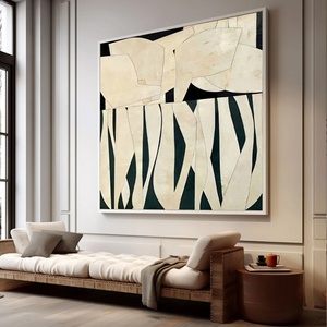 Arte Mural 3D, Pintura Abstracta Grande en Beige y Negro, Estilo Minimalista Wabi Sabi, Pintura Moderna para Decoración del Hogar y Galería - Product Image 4