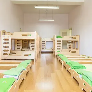 Letti a Castello in Legno Massello JOOYES per Bambini, Impilabili, per Asilo Nido, con Sponde di Sicurezza - Product Image 1