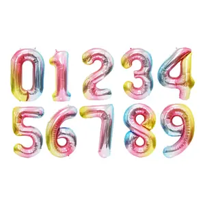 Giant Rainbow Number Balloons 40inch Helium Foil Balloons For Baby Shower Gift Happy Birthday Party Decoration Wholesale ballon
