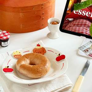 Plato de cerámica original estilo Apple Ins, bonito diseño de cachorro en relieve de alto valor para el desayuno casero, postre para regalos - Product Image 2