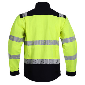 Uniformes de vêtements de travail de construction de <span class=keywords><strong>sécurité</strong></span> réfléchissants haute visibilité pour hommes <span class=keywords><strong>Veste</strong></span> extensible de <span class=keywords><strong>sécurité</strong></span> ignifuge - Product Image 3