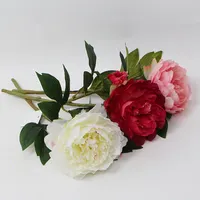 JSS220517-6 2 cabeças de flores artificiais de peônia, buquê de flores artificiais para decoração de casamento e casa