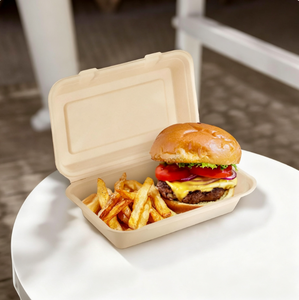 Scatole per Hamburger Usa e Getta Biodegradabili all'Ingrosso, Contenitori per Alimenti 100% Degradabili in Bagassa di Canna da Zucchero con Coperchio - Product Image 2