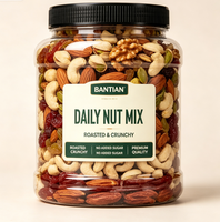 BANTIAN Vente en gros de fruits secs et noix assortis, amandes décortiquées, noisettes, non salées, grillées, dures et sucrées, 1000g, collation pour la famille et les fêtes, personnalisable