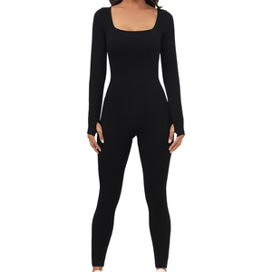 <span class=keywords><strong>Combinaison</strong></span> de yoga côtelée longue pour <span class=keywords><strong>femme</strong></span> automne/hiver, <span class=keywords><strong>combinaison</strong></span> de course et de fitness à séchage rapide à manches longues - Product Image 1