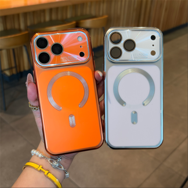 CD Pattern Plating Soft Rubber TPU Frame Magnetic Camera Lens Phone Case for iPhone 18 17 12 13 14 15 16 Pro Max Plus