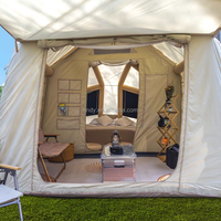 Tente panda de camping gonflable à colonne d'air intégrée à deux chambres adaptée au pique-nique en plein air