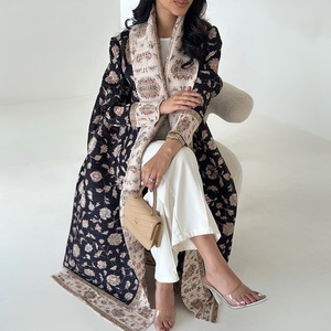 Custom <strong>Orders</strong> Accepted Women Four-Way Stretch Polyester Floral Ankle-Length Pleated Cardigan Dubai Fashion Wedding Ethnic <strong>Abaya</strong> - Product Image 4