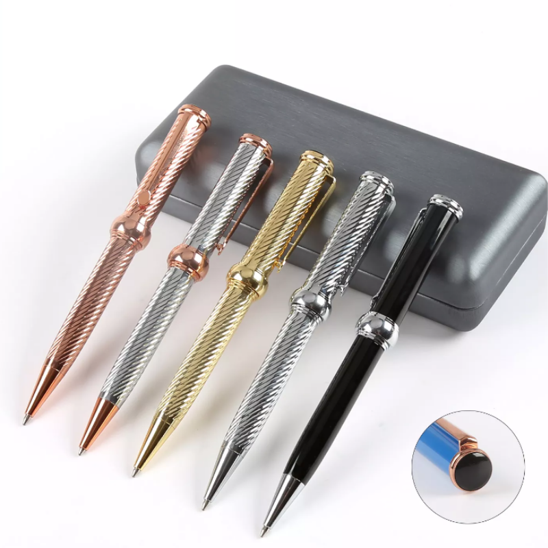 Шариковая ручка TTX с логотипом на заказ, Классическая большая роскошная Тяжелая Золотая шариковая ручка с гравировкой из металла, голубого и черного цветов