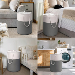 En iyi satış kolej yurt katlanabilir kumaş kirli giysi saklama kovaları 60L kirli çamaşır sepeti kapaklı - Product Image 3