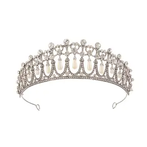 Barock große Krone Blume benutzer definierte Festzug Kronen Perle Strass Haar Zubehör Hochzeit künstliche Blumen Haar Krone