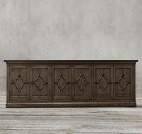 Buffet en bois massif vintage rustique américain personnalisé Rhoohill, 6 portes, meuble de luxe en bois pour salle à manger