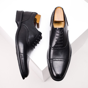 Zapatos Oxford Marrones con Punta en Pico, de Cuero Genuino, con Cordones, para Vestir, Oficina, Carrera, Todas las Temporadas, Suela de Goma, Envío Directo - Product Image 3