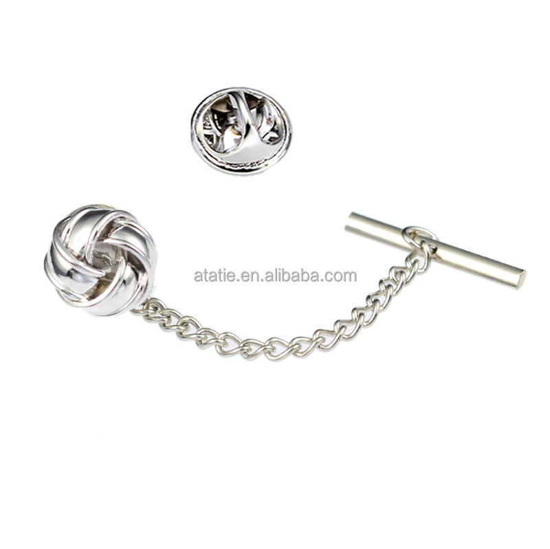 Man's Tie Stay Pin Backs with Chain Tie Clip Broach Jewelry