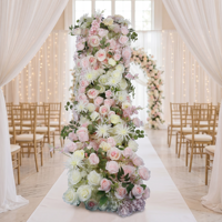 Offre Spéciale 200CM fait à la main en soie Rose fleurs artificielles personnalisé sec mariage événement décor fleur rangée chemin de Table pour les mariages