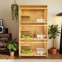 Villa pour chat en bois massif écologique, moderne, pliable, avec cage en verre, style nid, pour plusieurs chats, toutes saisons