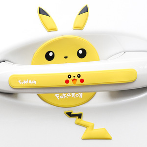 Couvre-poignée de porte de voiture Pikachu en dessin animé, bande anti-collision jaune pour décorations de poignées de porte - Product Image 1