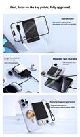 Power Bank Magnetik Kustom 10000MAH 15w Pengisi Daya Nirkabel untuk Ponsel, Earbud, dan Jam Tangan, Dilengkapi Dudukan dan Cocok untuk Perjalanan