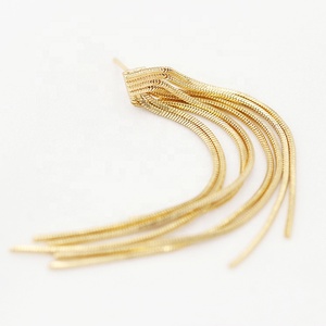 Jiexing Fashion <strong>Silver</strong> Needle Women's <strong>Earrings</strong> 14K Gold Plated Tassel <strong>Chain</strong> <strong>Earring</strong> Studs Customized Jewelry Accessories - Product Image 4