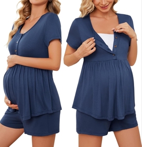 Haute qualité <span class=keywords><strong>allaitement</strong></span> mode été bambou maternité pyjamas doux coton <span class=keywords><strong>allaitement</strong></span> pyjamas ensemble grossesse maternité pyjamas - Product Image 5