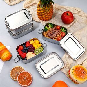 Boîtes à lunch en acier inoxydable 304 de qualité alimentaire, boîtes bento métalliques avec système de verrouillage pour les bureaux, les écoles et les pique-niques en plein air - Product Image 3