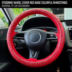 Funda para Volante con Base Roja y Pedrería Colorida, Universal, Accesorios para Auto - Product Image 3
