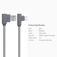 Power Bank Siku Sudut Kanan 90 Derajat Pengisian Cepat USB 2.0 3.0 Kabel Charger Tipe C 3A 5A untuk Komputer Ponsel
