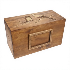 Urne adulte de crémation en bois d'oiseau d'amour gravée pour les cendres humaines urne commémorative funéraire avec sac en velours gratuit - Product Image 1