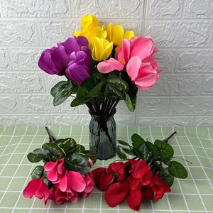 KEWEI 921 populaire fleur de <span class=keywords><strong>cyclamen</strong></span> artificielle bégonia en soie 7 fourchettes bégonia <span class=keywords><strong>rouge</strong></span> bouquet de fleurs de mariage - Product Image 1