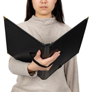 แผ่นเพลงเปียโนทางการหนัง PU สีดำ A4ดีลักซ์แผ่นเพลงโน๊ตโฟลเดอร์หนังสือที่ป้องกันมุมเหล็กชุบทองเหลือง - Product Image 2