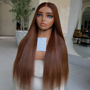 <span class=keywords><strong>Parrucca</strong></span> Frontale in Pizzo 13x4 Marrone Castagna Liscia, 100% Capelli Umani Vergini Brasiliani, Pre-Piumata con Attaccatura Naturale, Senza Colla, per Donna - Product Image 2