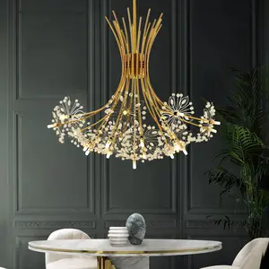 Rope Hanging Pendant Light Interior Decoration Single Crystal Pendant Light Dandelion Crystal Chandelier