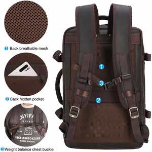 New Arrival Luxury Black and Brown Large Capacity USB Travel Briefcase Convertible Genuine <b>Leather</b> Laptop <b>Backpack</b> for <b>Man</b> - Product Image 4