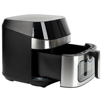 Four à Friture Sans Huile Intelligent en Acier Inoxydable avec Écran LCD Numérique Carré, Moderne, pour une Cuisson Saine à Domicile