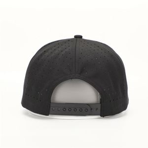 หมวกแก๊ปแบบกำหนดเอง 5 แผง 100% โพลีเอสเตอร์ ลายพิมพ์ตามสั่ง กันน้ำ เจาะรูด้วยเลเซอร์ ปรับขนาดได้ หมวกเบสบอลแบบมีรูระบายอากาศ แผงด้านหน้า - Product Image 5