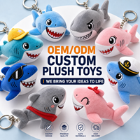 Fabrication de porte-clés en peluche requin personnalisés avec yeux brodés, jouets en peluche OEM/ODM, commande en gros, jouet en peluche personnalisé
