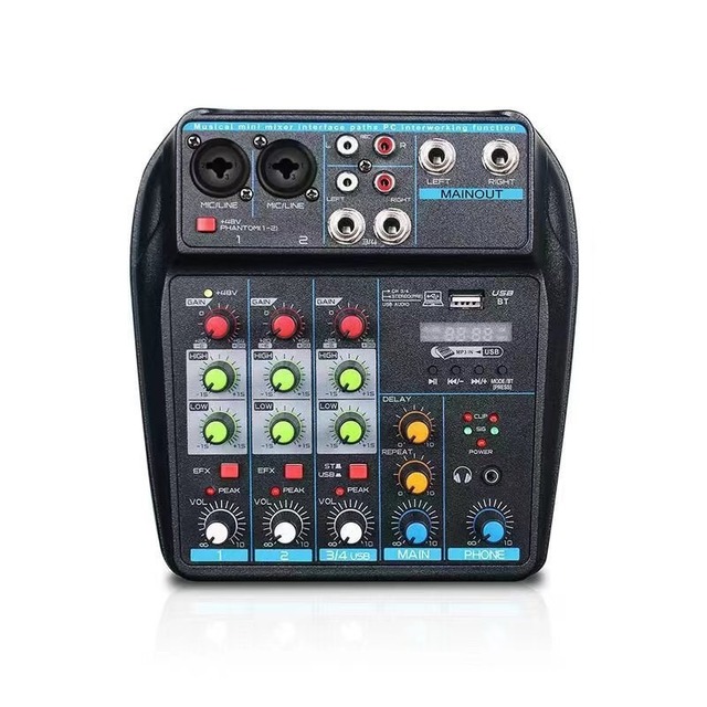 4-way mixing console USB sound card with reverb home network live broadcast mixer DJMixer