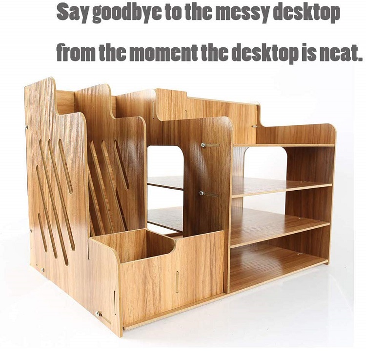 Natural bamboo file storage cabinet book stand with extendable storage multifunction book holder for office and home
